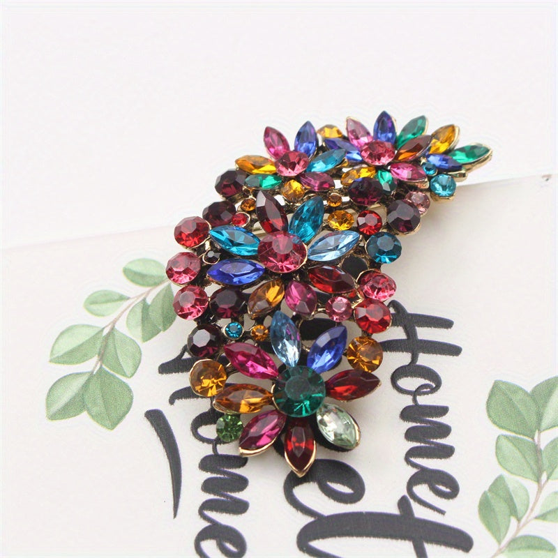 Women’s Feather Brooch with Rhinestones Enamel Flower Pin Jewelry Accessory