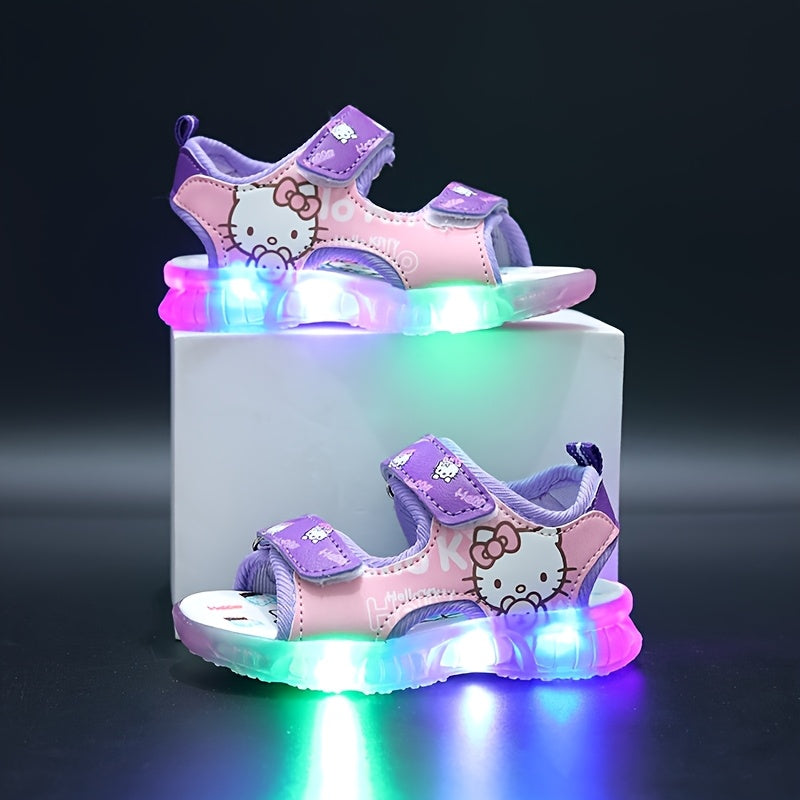 Girls Summer Glow-in-the-Dark Cartoon Sandals with Adjustable Straps Rubber Sole