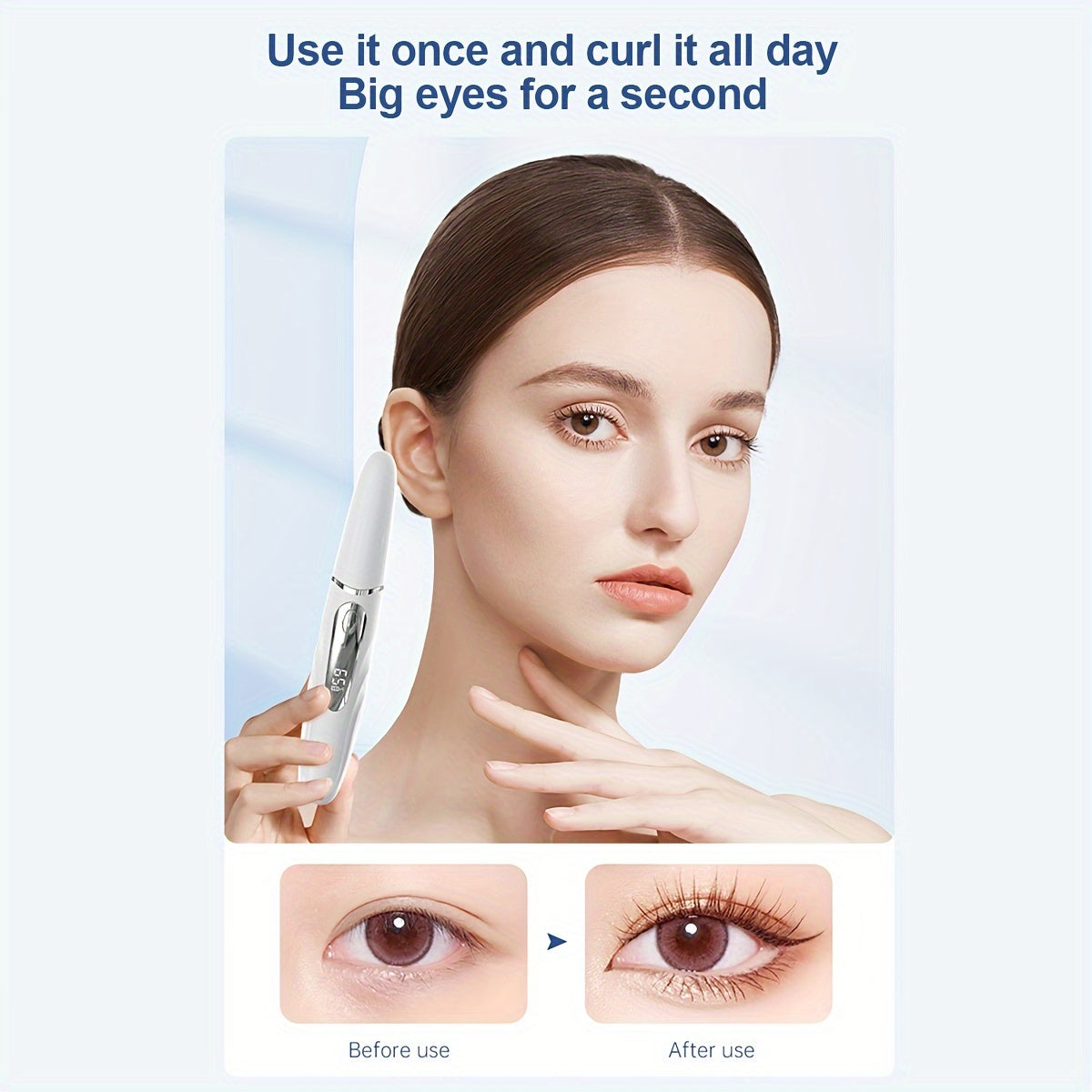 USB Rechargeable Electric Eyelash Curler with Long-Lasting Heated Curls