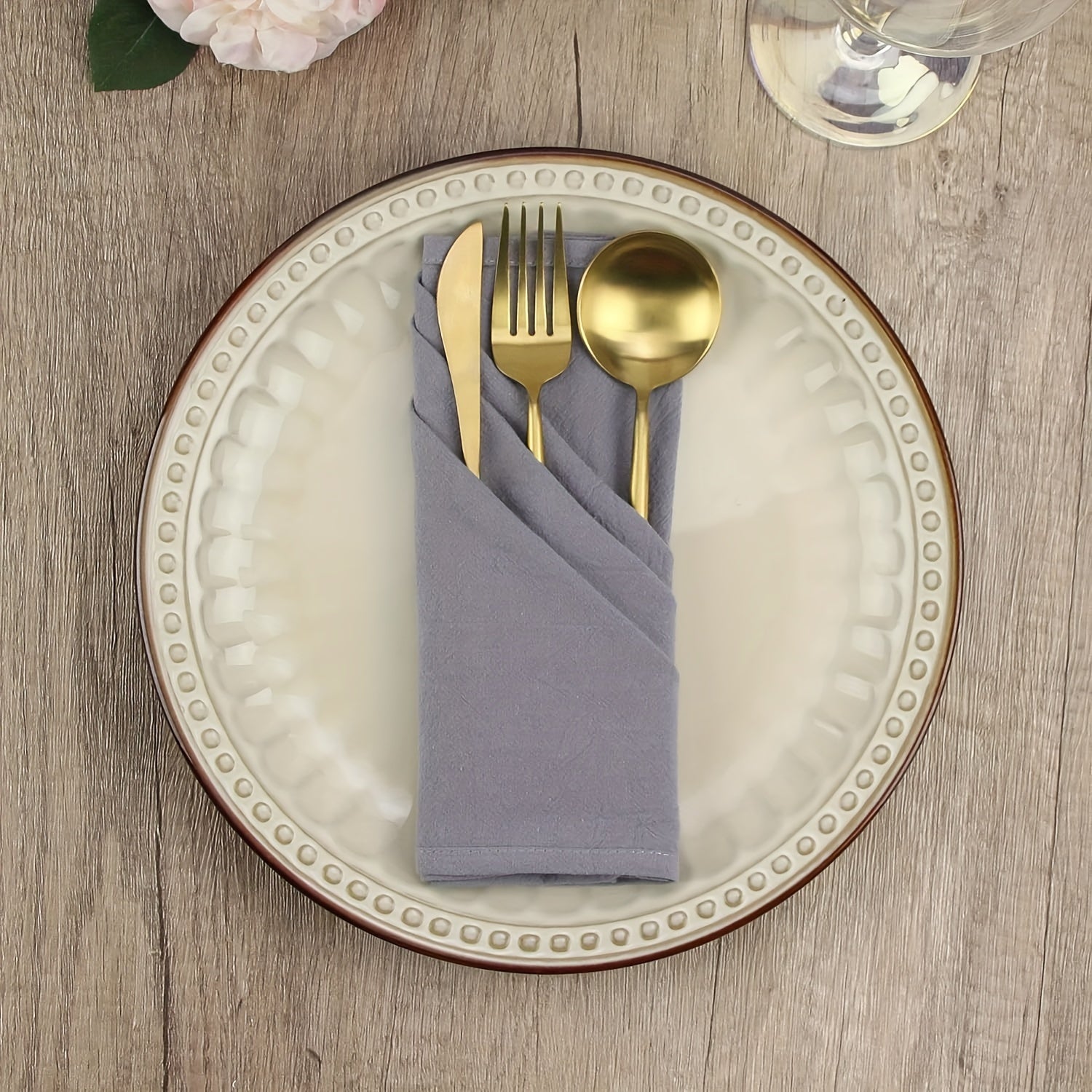 Set of 6 Solid Color Washable Cloth Dinner Napkins 40x40 cm for Parties Weddings