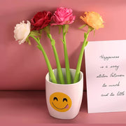 1 dona Atirgul Gel Qalam to'plami, 5 dona, 0.5 mm qora siyohli to'ldiruvchi qalam, silikon gullar dizaynida - O'qituvchilar kuni yoki Sevgi kuni uchun sovg'a berish uchun mukammal.