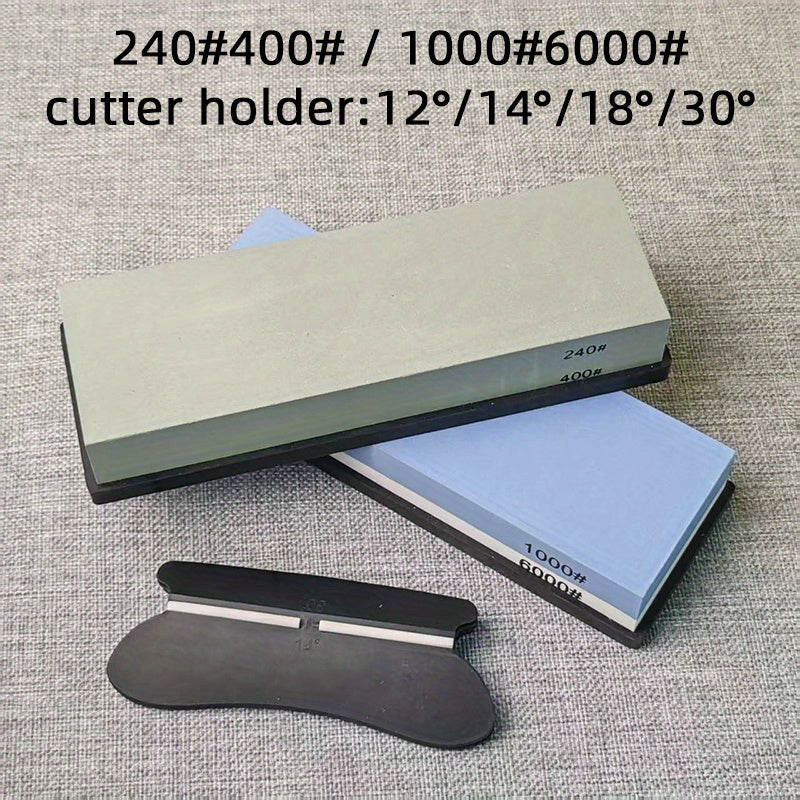Afilador de cuchillos de cocina de doble cara con base antideslizante con pinza, piedra de aceite de 1000 grit