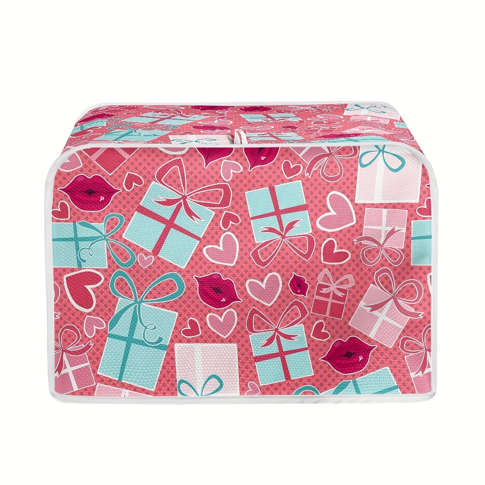 Festive Toaster Cover Polyester Dust Protector with Holiday Gnome Hearts Easter Eggs