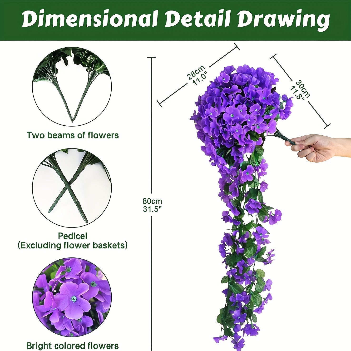 2pcs Violet Ivy Artificial Flowers for Outdoor and Wedding Decor