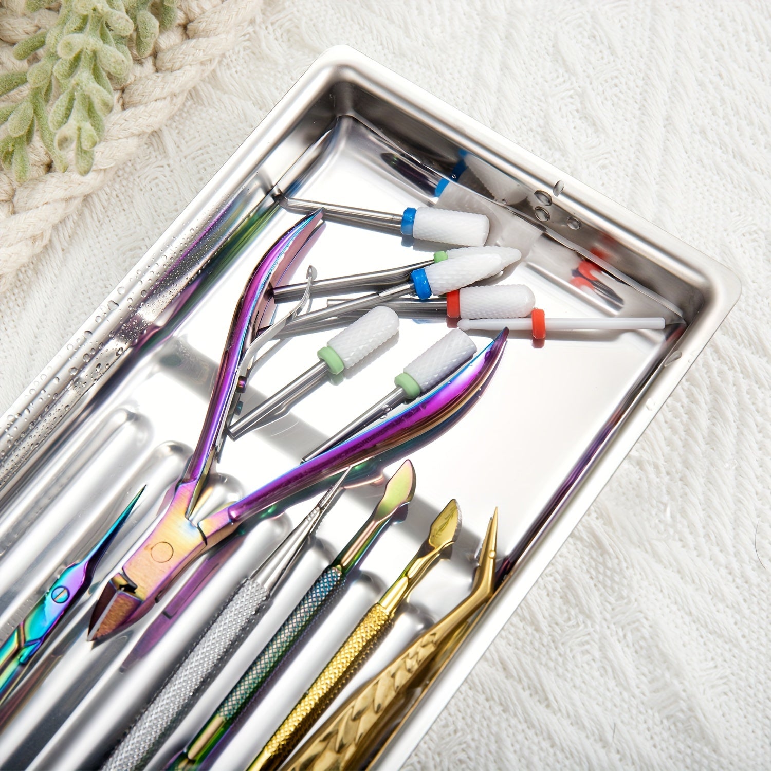 Stainless Steel Nail Tool Disinfection Tray High-Temperature Resistant Sterilizer for Cuticle Nippers and Nail Drill Bits