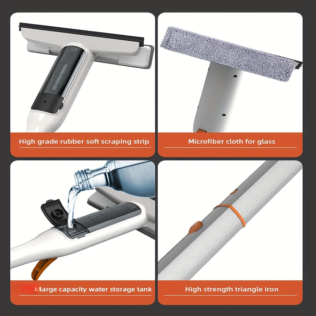 Multi-Functional Window Spray Mop with Silicone Squeegee for Floors and Windows