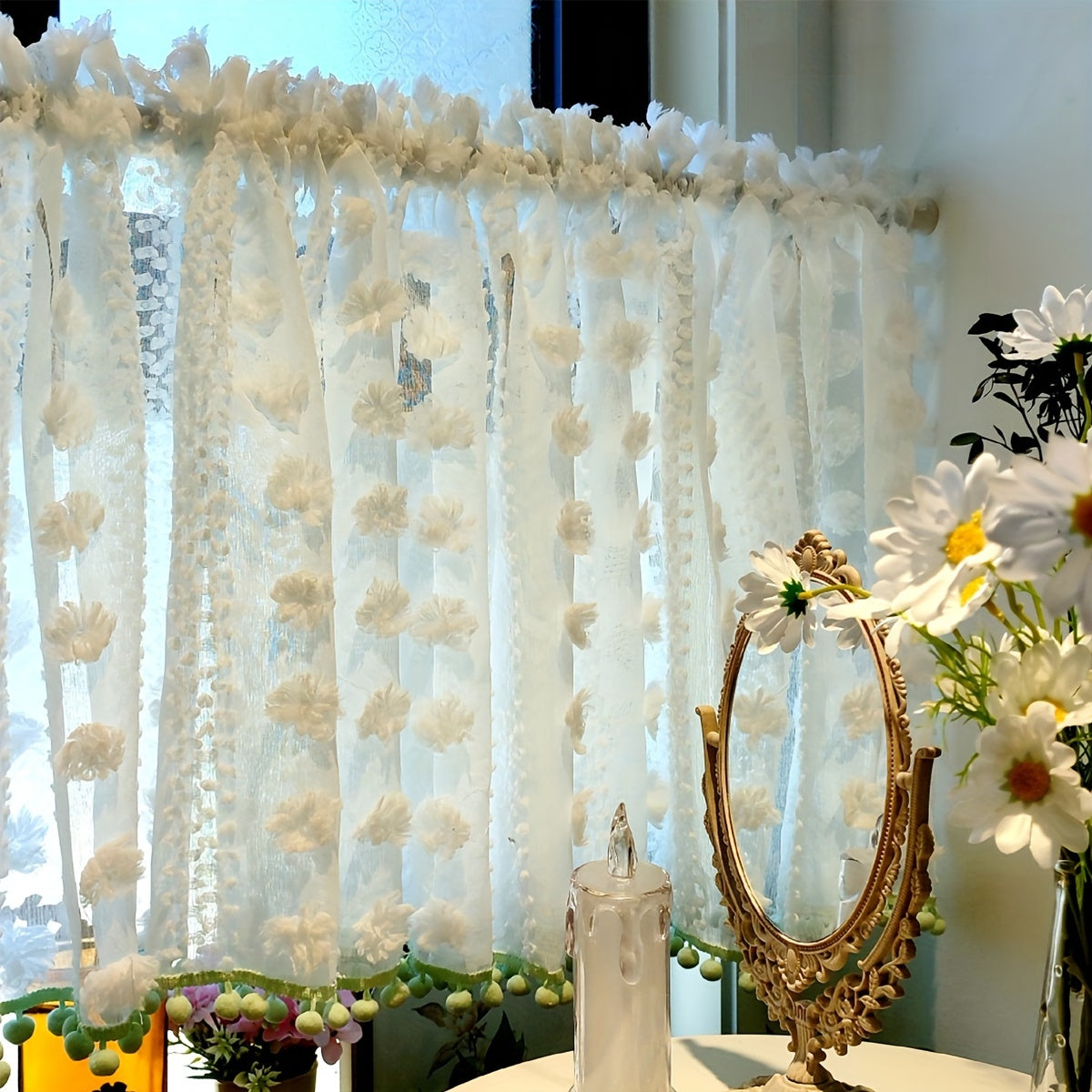 Cortinas de cocina de estilo francés pequeñas, cortinas de medio puerta, particiones para sala de estar y oficina