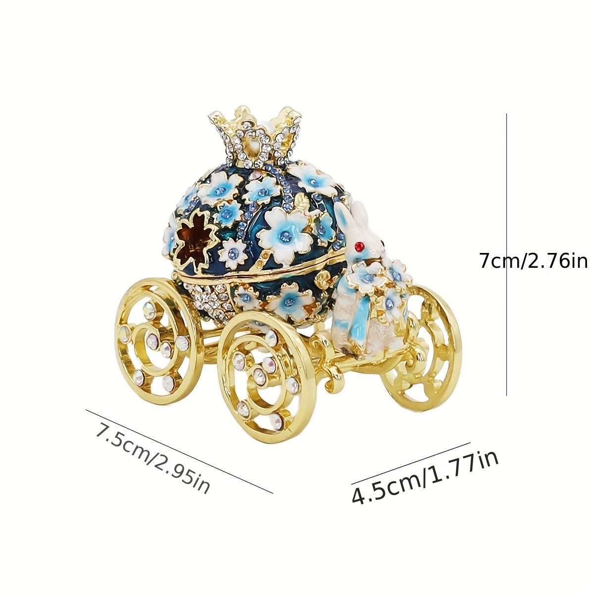 Розовая шкатулка для украшений в виде кролика с цветущей вишней, эмалированный сплав с магнитным замком и держателем для кольца из кристаллов