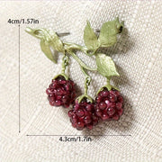 Raspberry Brooch with Rhinestones Retro Style Jewelry for Women
