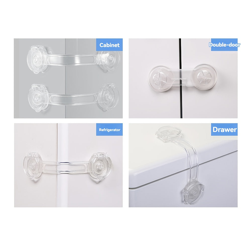 Bloques de seguridad transparentes para niños para armarios, cajones, frigoríficos y puertas, pack de 5