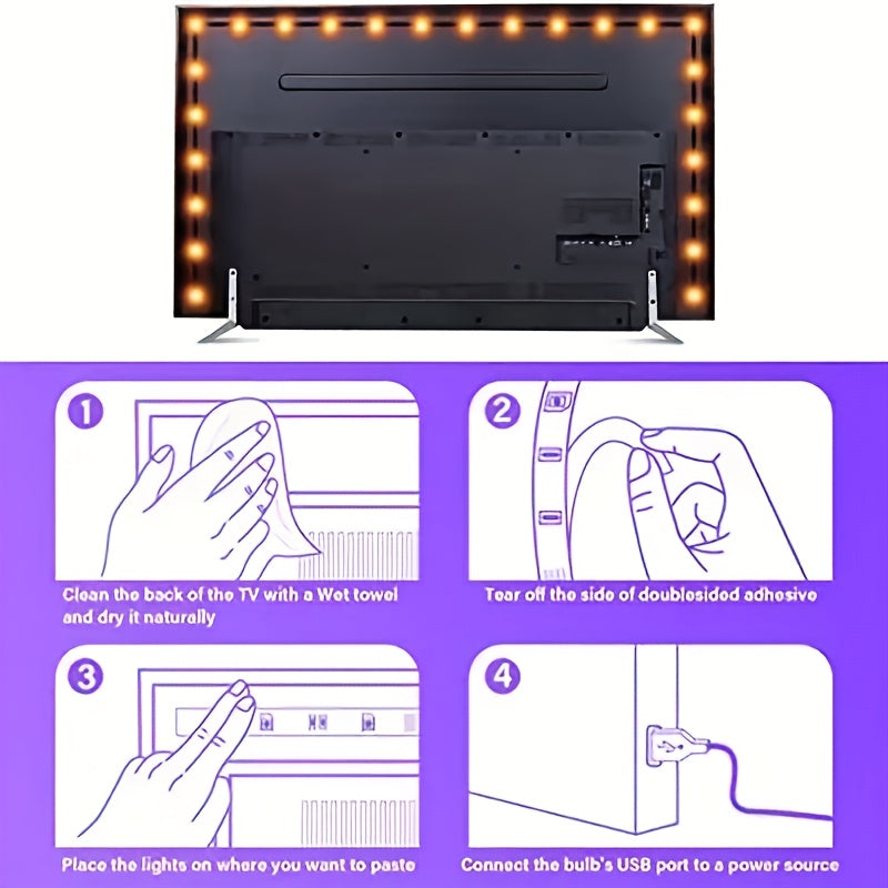 Dimmable LED Backlight Strip for Smart TVs 55.88-165.1 cm 8 Colors Dynamic Mode