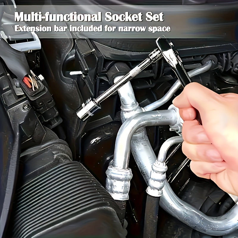 Avtomobil asboblari to'plami 3 ta qismdan iborat, 46, 53 yoki 150 ta bo'lakka kengaytiriladigan ko'p funksiyali texnik xizmat ko'rsatish to'plami, avtomobillar va mototsikllar uchun