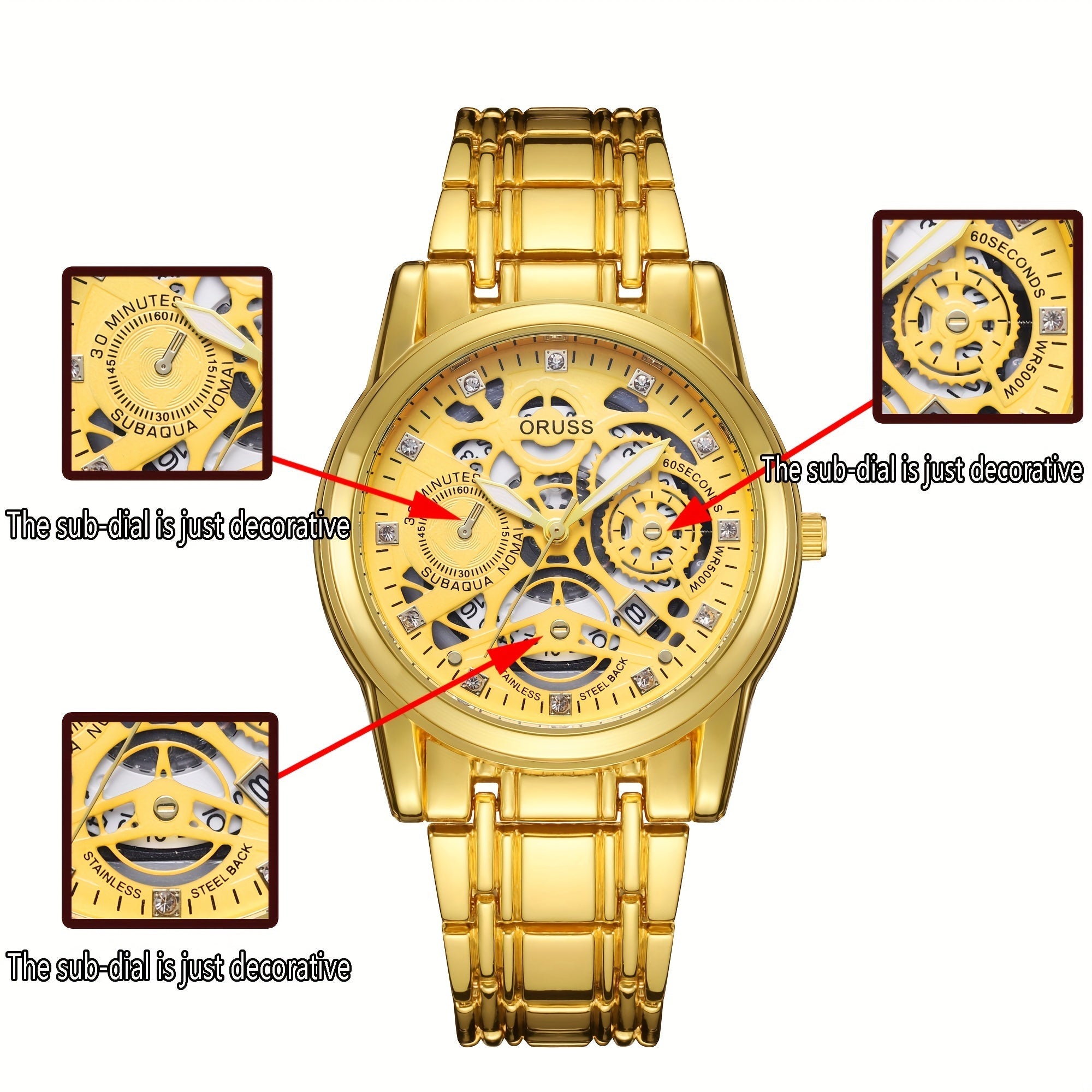 Men's Classic Style Hollow Set Design Watch with Handsome Dial