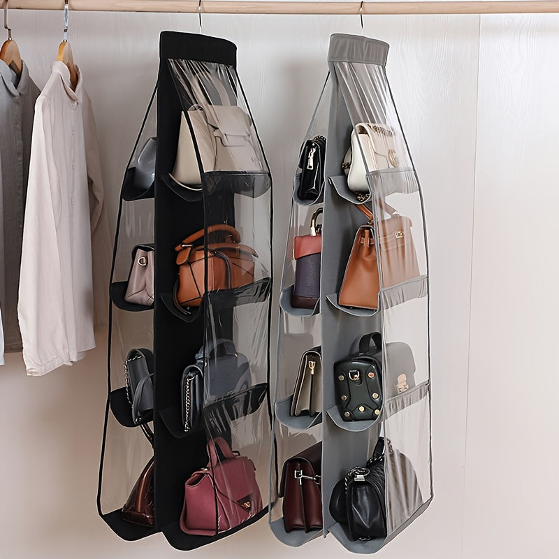 Fabric Wall Organizer with Secure Pockets for Closet Storage in Black and Dark Grey