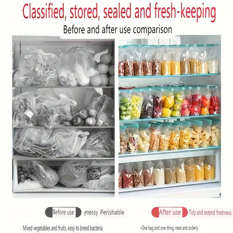 Reusable Freezer Bags Set of 10 Leak-Proof Zipper Lock Food Storage Organizer