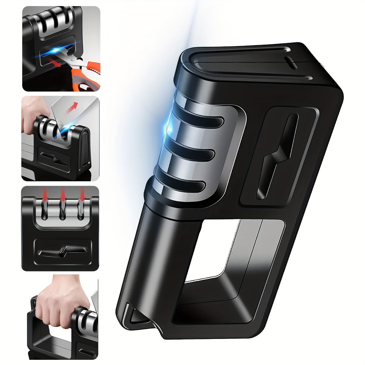 Manual Knife Sharpener 4-in-1 No Electricity Durable ABS for Camping Indoor Picnic