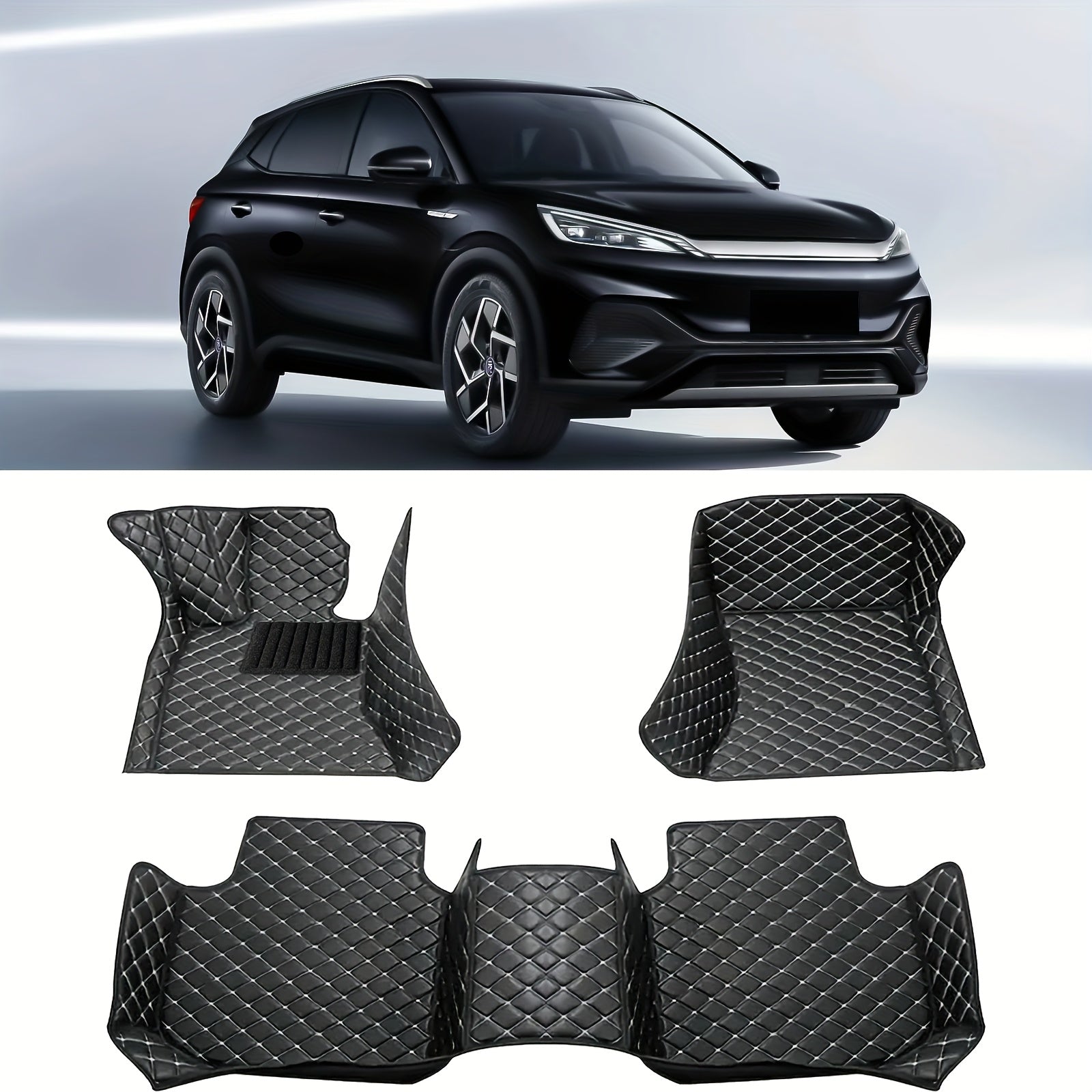 Car Floor Mat Set Faux Leather All-Weather Protect for SUV Passenger