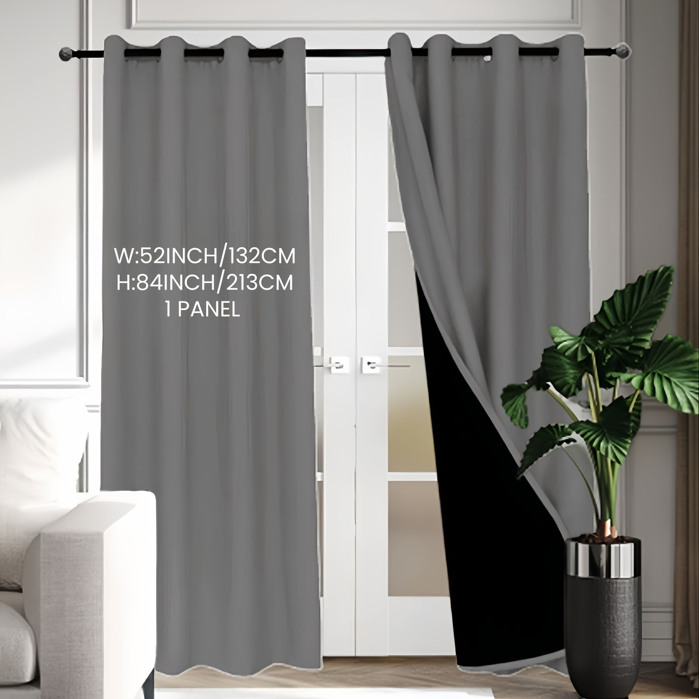Beige Blackout Curtain with Insulation Lining Grommet Top for Living Room Bedroom