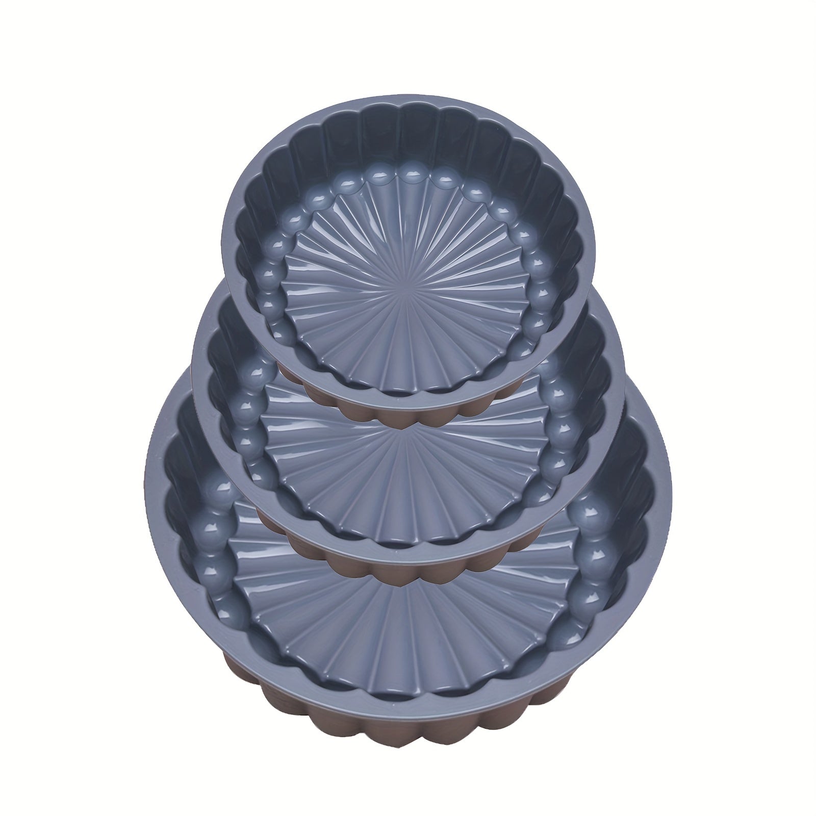 3-Piece Round Flower Cake Pan Set Nonstick Silicone Baking Molds for Weddings and Birthdays