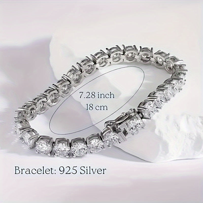Moissanite Tennis Bracelet 8.5 Carats Sterling Silver Plated Birthstone Jewelry
