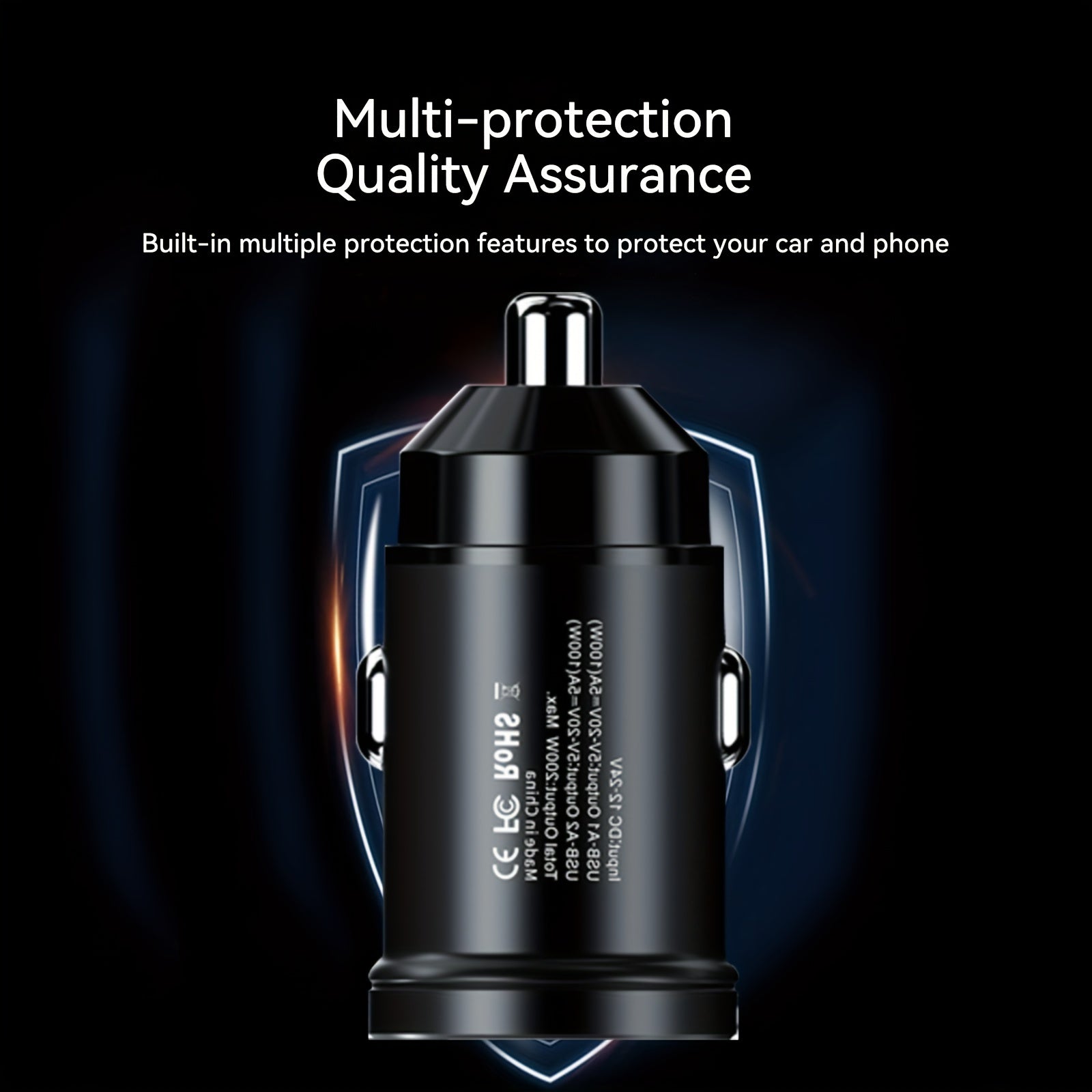 Car Fast Charger Dual USB Metal Car Charger Quick Charging