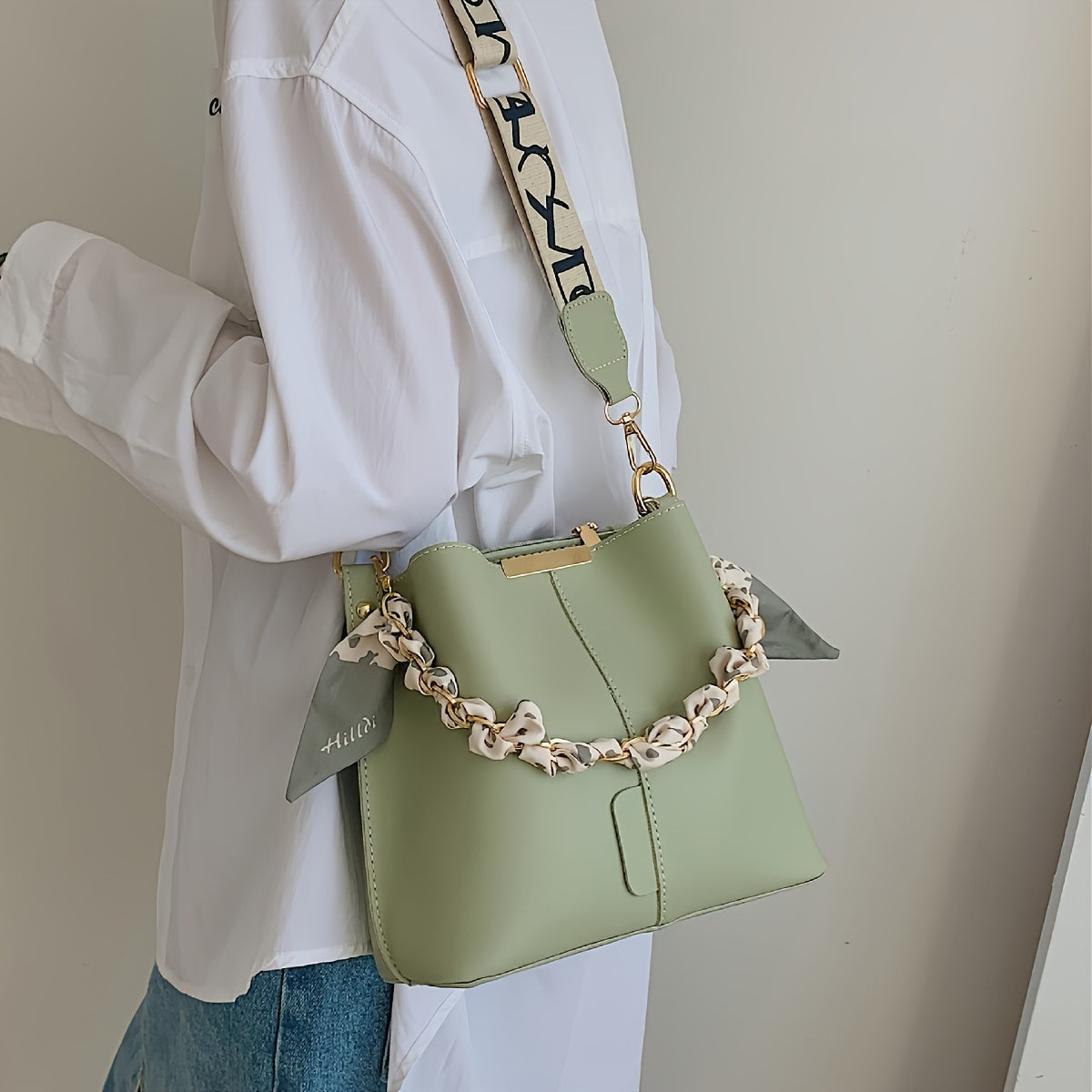 Women's Bucket Bag Crossbody Shoulder Bag Solid PU Casual Everyday