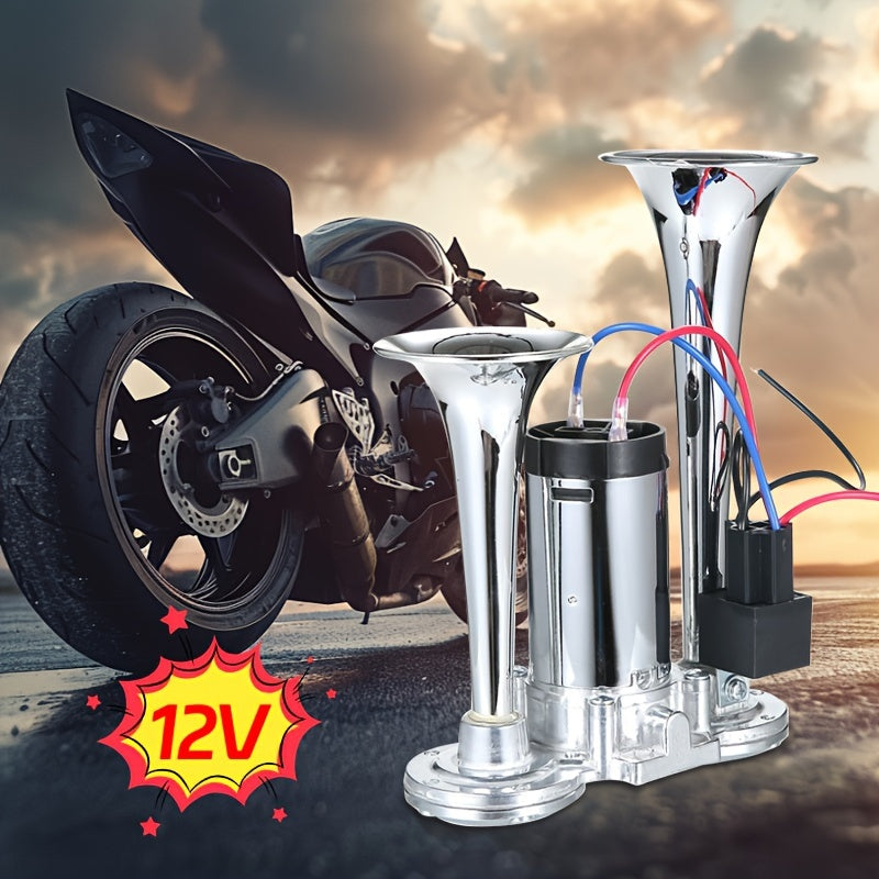 Universal Dual Air Horn System for 12V Vehicles with Compressor