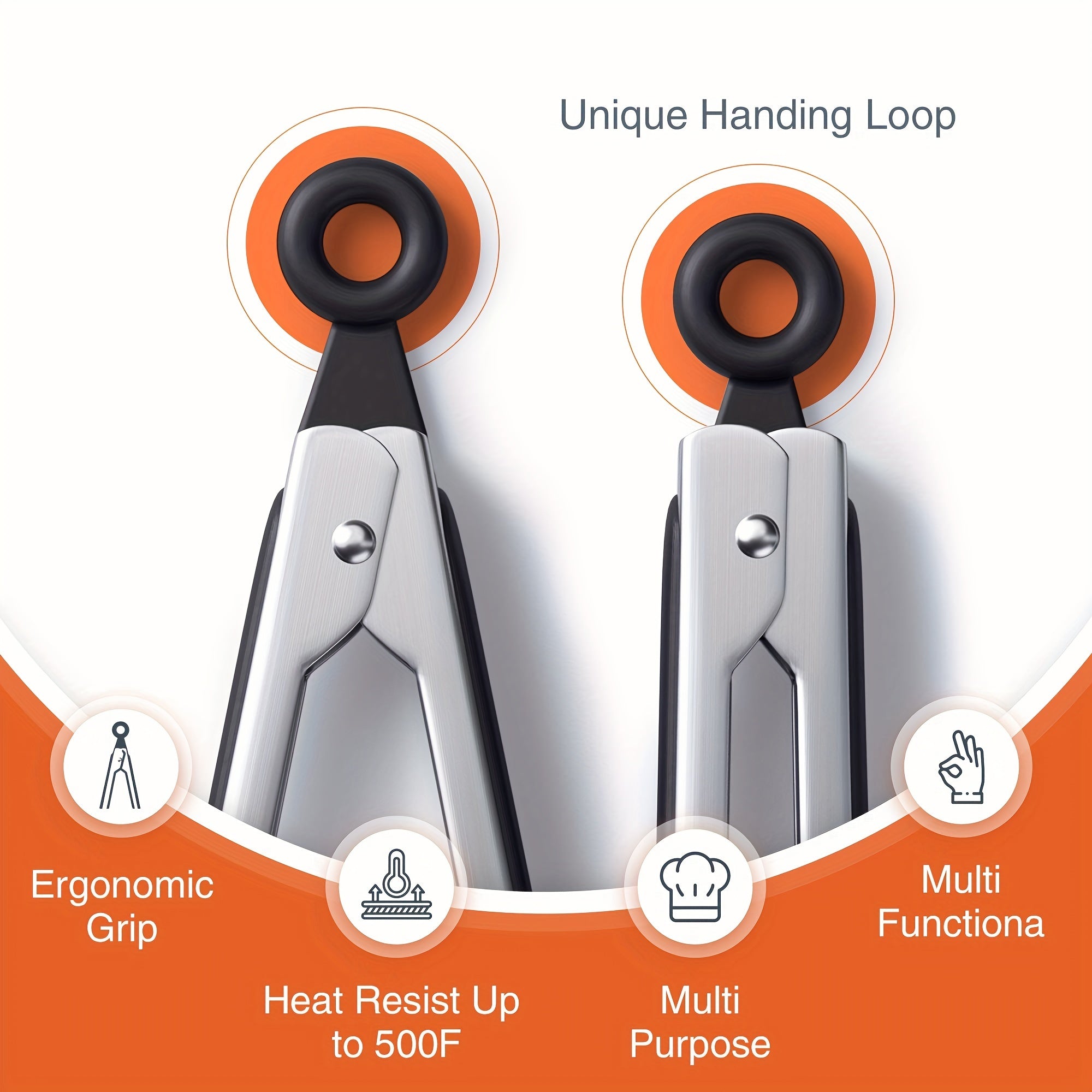 Pinzas de cocina con punta de silicona 7/9 pulgadas resistentes al calor alto con bloqueo negro