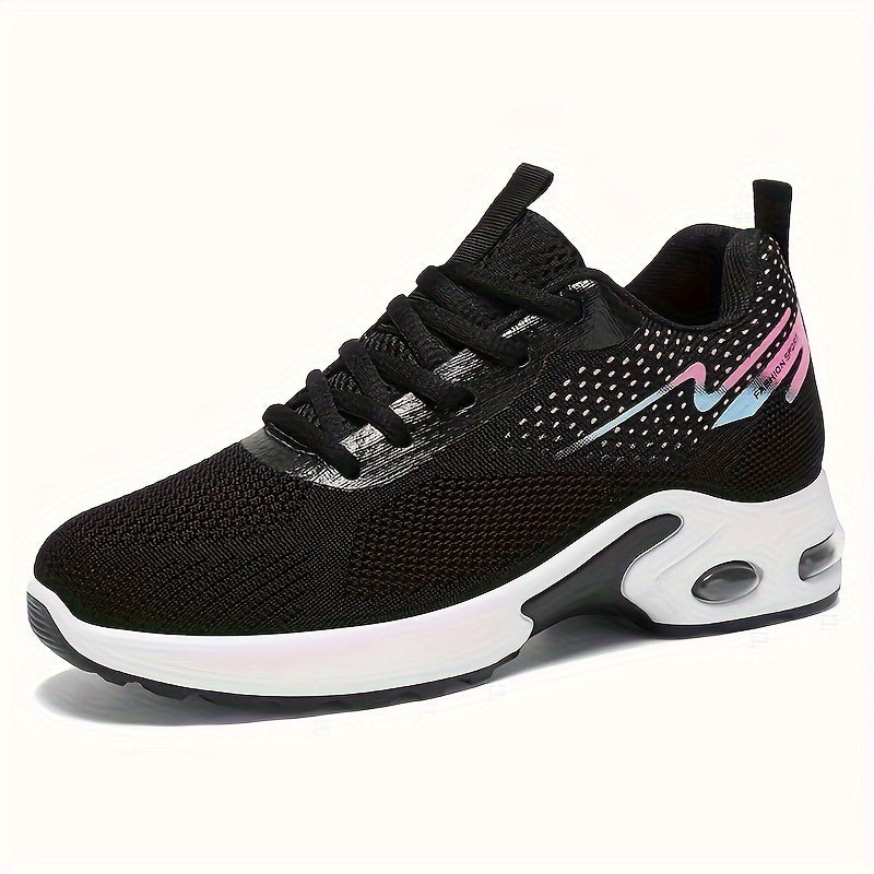 Women's Breathable Knit Sneakers Casual Lace-Up Outdoor Shoes Plus Size Low Top Sport