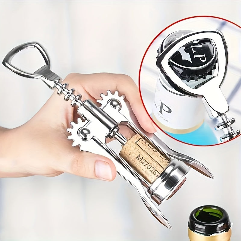 Silver Red Wine Bottle Opener Zinc Alloy Corkscrew Kitchen Gadget