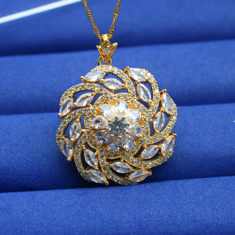 Multicolor Cubic Zirconia Pendant Necklace 18k Gold Plated for Women Weddings Gifts