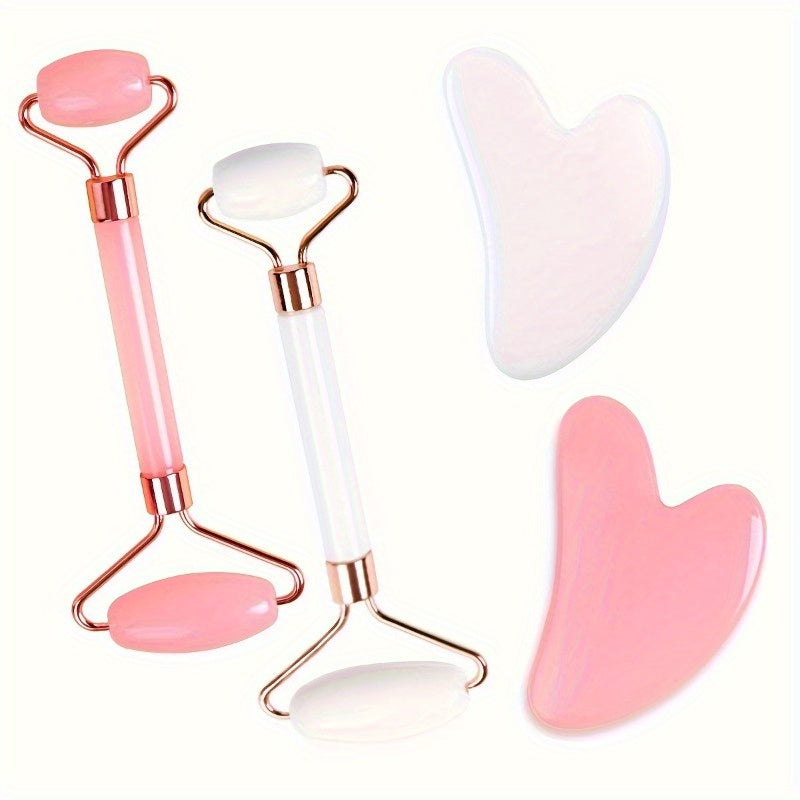 Juego de 20000 rodillos de masaje facial de doble cabeza con raspador Gua Sha en forma de corazón y kit portátil de herramientas de masaje corporal