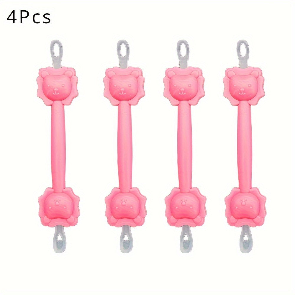 Set of 4 Kids Nasal Care Sticks with Cartoon Lion Design in Orange Pink Purple Blue