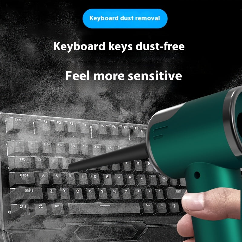 Многофункциональный беспроводной пылесос для дома и автомобиля с функциями всасывания, продувки, вытягивания и зарядки. В комплект входит долговечная литиевая батарея, уровень шума 75 дБ и мощность всасывания 4 кПа.