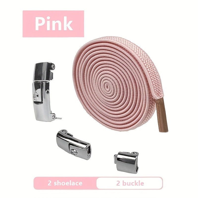 Unisex Elastic No-Tie Shoelaces Lazy Metal Lock Laces for Sports and Casual