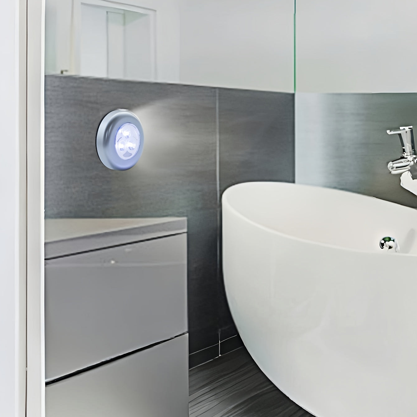 Modern Space-Themed Touch Sensor Night Light with Adjustable Brightness Battery Operated for Bedroom Kitchen Hallway