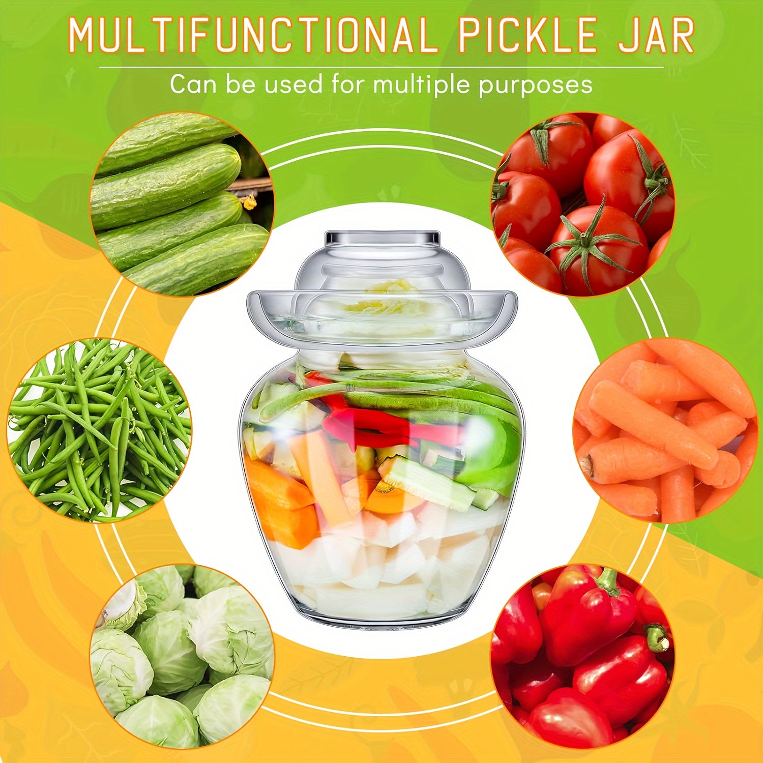 Fermentation Jar with Water Seal Lid for Pickles and Fermentation