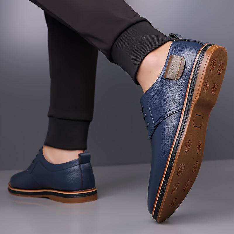 Zapatos casuales de negocios para hombre, de caña baja, con cordones, de color sólido, PU, para todas las estaciones