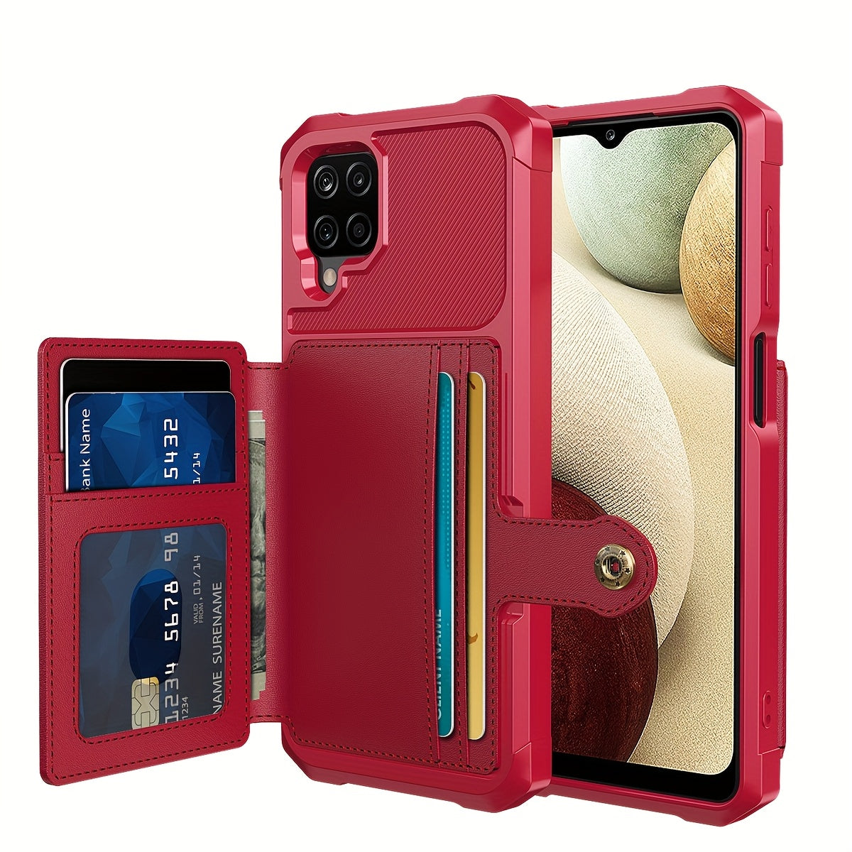 Faux Leather Card Holder Phone Case for Galaxy A55 5G A35 5G with Card Slot Shockproof Durable TPU Flip Wallet