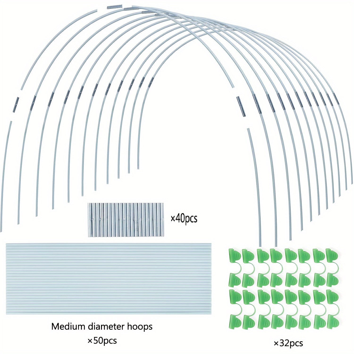Fiberglass Greenhouse Support Hoops for DIY Plant Tunnels Garden Fabric Stakes Rust-Resistant