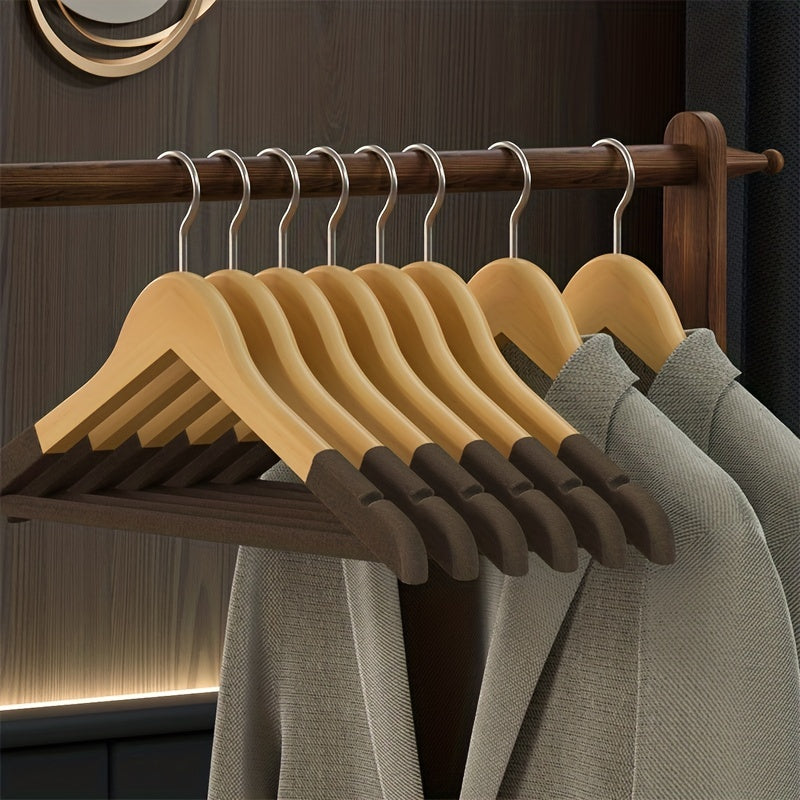 Juego de 10 perchas de madera con felpa y diseño antideslizante para almacenamiento en armario