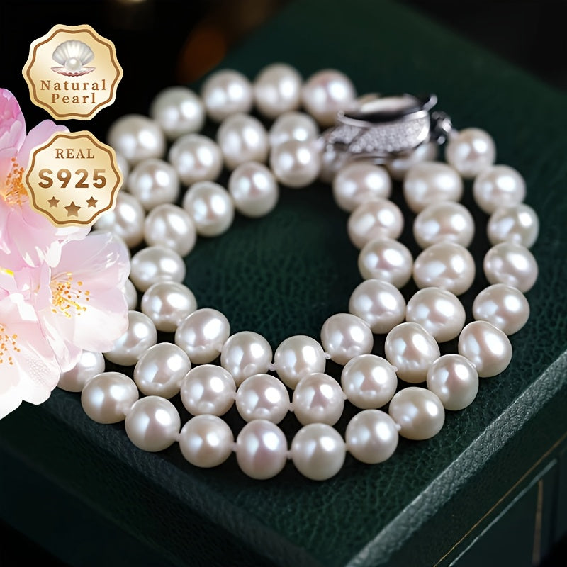 Women’s Freshwater Pearl Necklace 6-7mm S925 Silver Clasp June Birthstone
