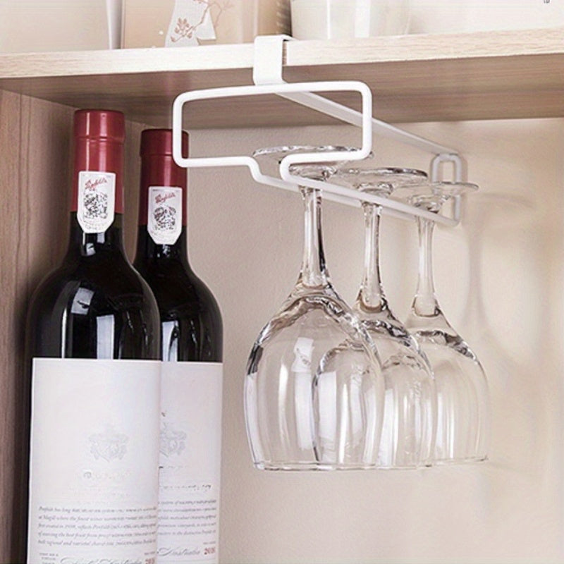 3-Piece Metal Space-Saving Wine Glass Rack No-Drill Upside-Down Stemware Organizer for Kitchen and Bar Cabinets