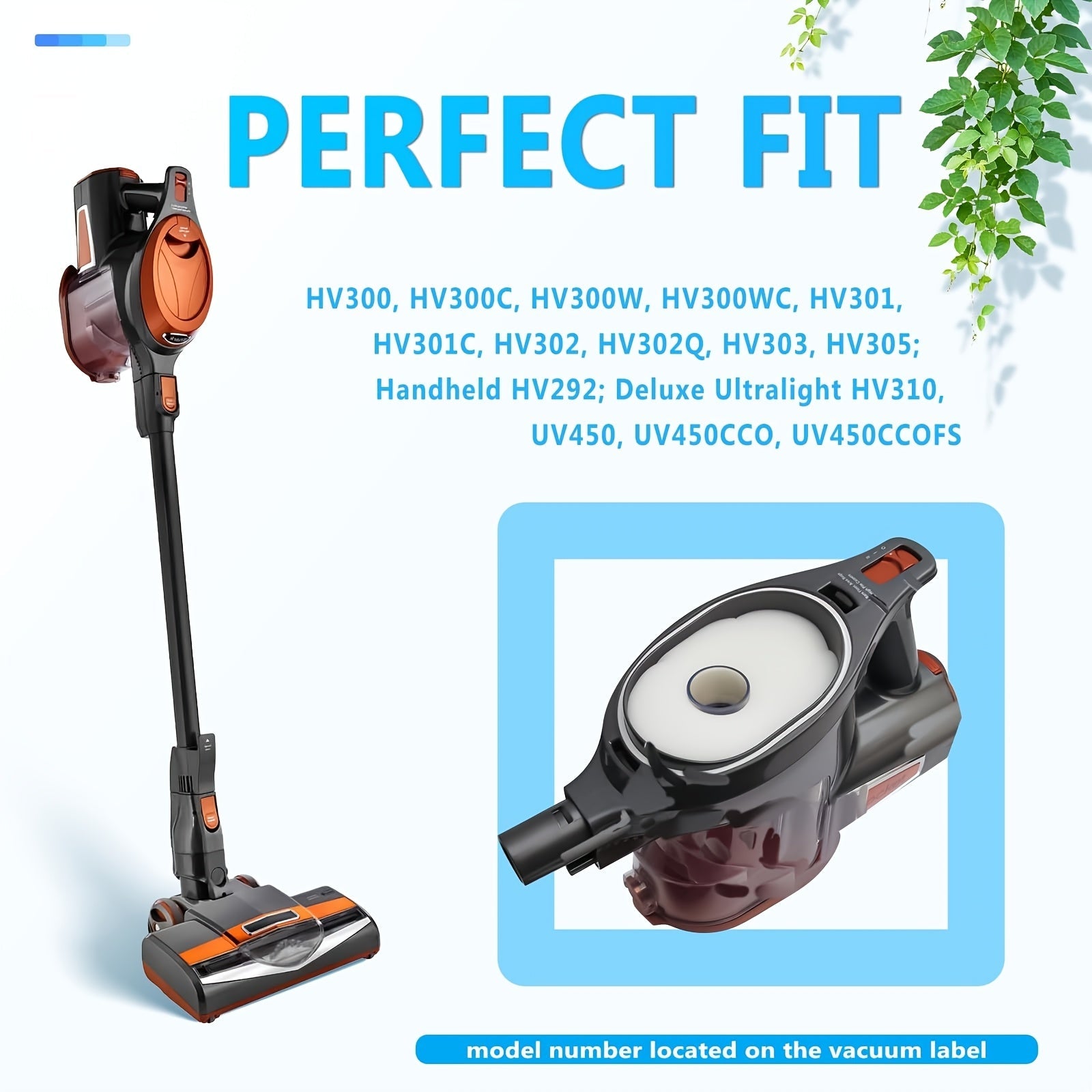 HV300 seriyali changyutgichlar uchun almashtirish filtrlar - ko'pik va tuyaq filtrlarni o'z ichiga oladi, HV300, HV300W, HV301, HV302, HV303, HV305, HV308, HV310 va UV450 modellari uchun mos keladi.