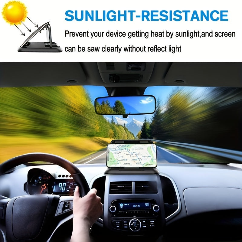 Universal Silicone Car Dashboard Mount with Adjustable Arm and Waterproof Holder
