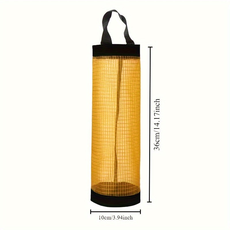 Foldable Plastic Bag Holder for Kitchen Storage, Breathable Mesh, Wall Mount