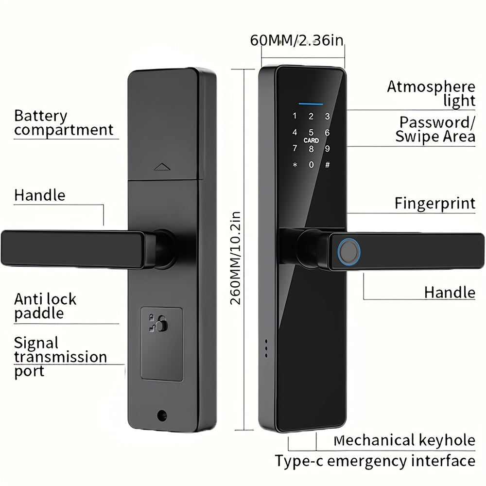 Smart Metal Keyless Door Lock with App Fingerprint and Password Access