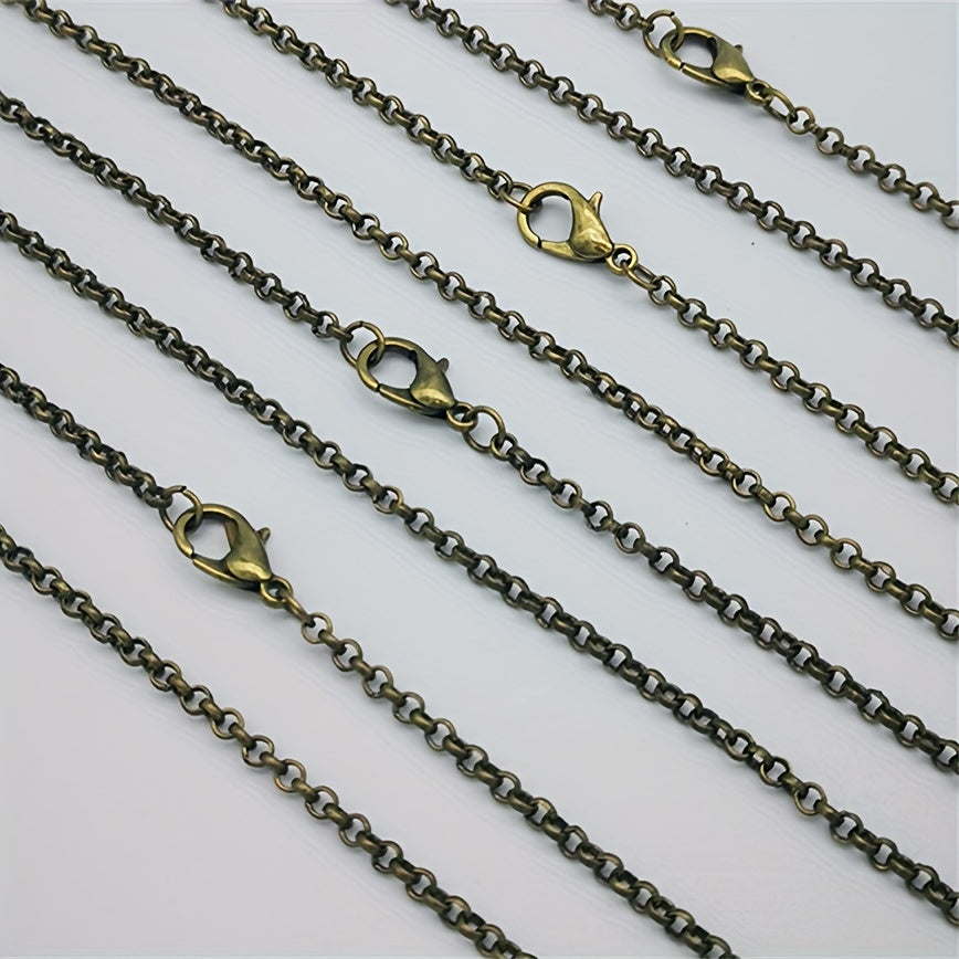 Paquete de 10 cadenas de collar con eslabones en tono latón de 53.34cm con cierres de langosta para fabricación de joyas