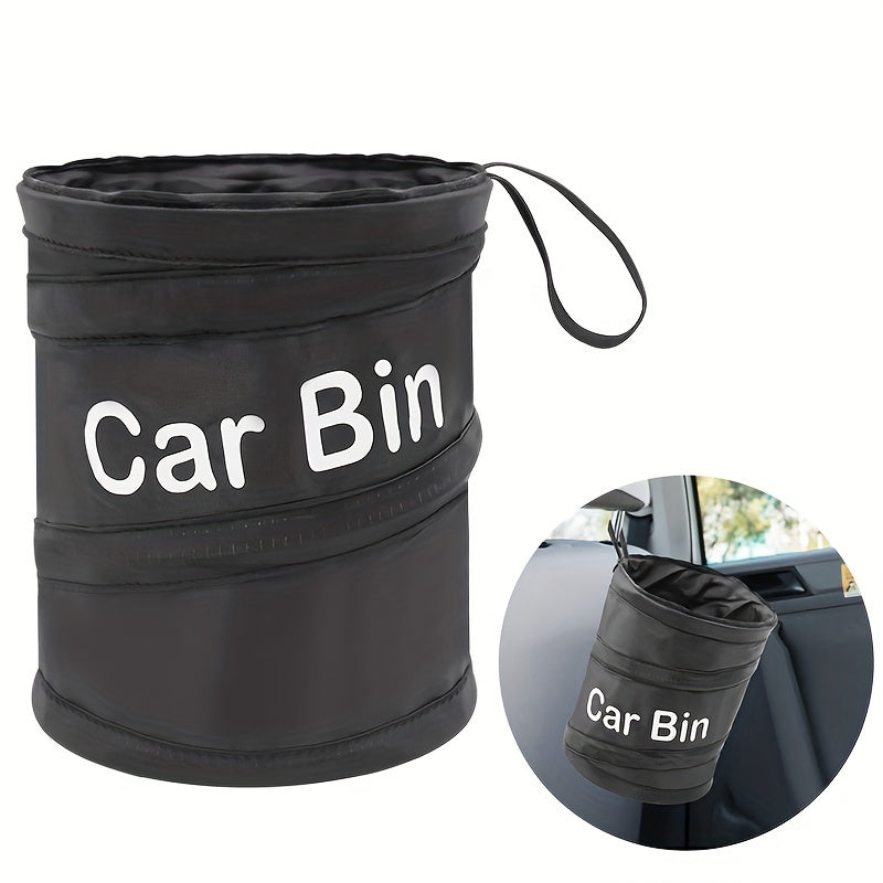 Fabric Car Trash Bin Collapsible Waste Basket Automotive Organizer
