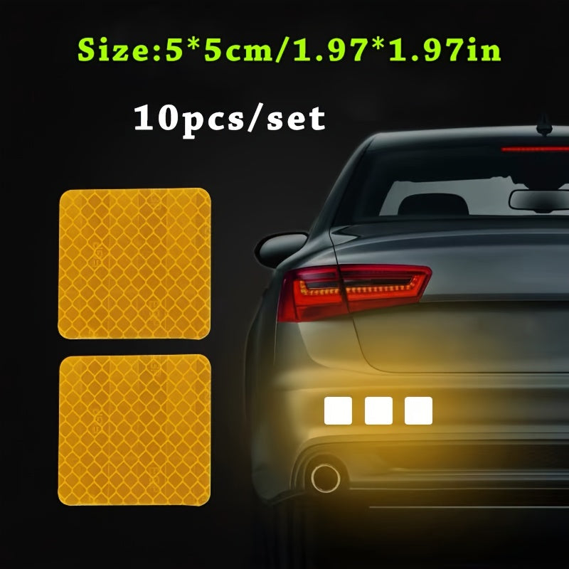 10pcs Car Bumper Reflective Stripe Stickers for Night Safety and Style